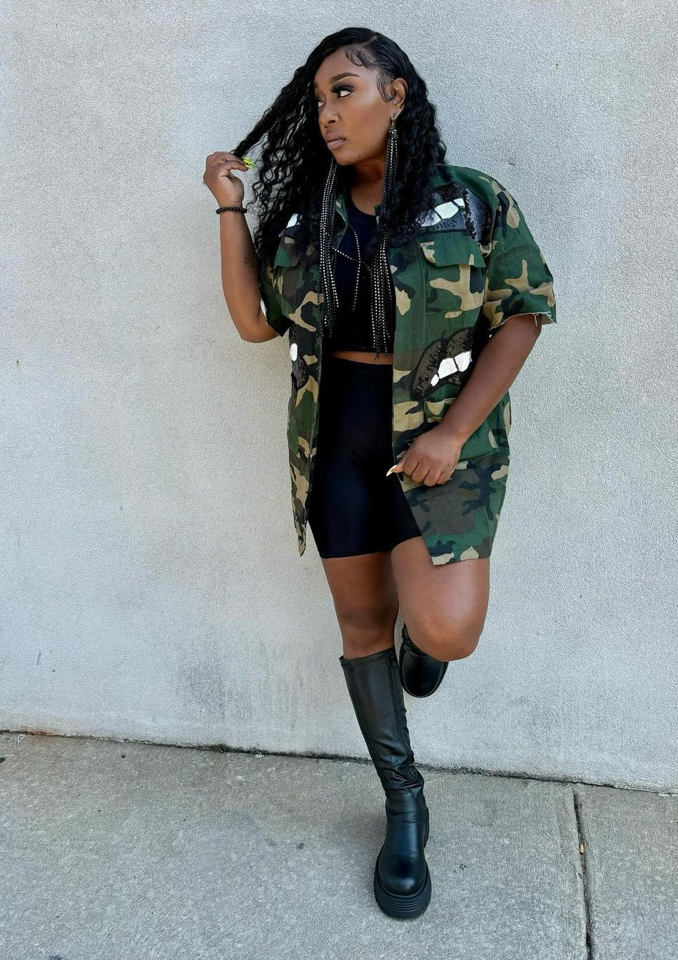 Camo Lips (Black) Jacket – According to Fashion Boutique